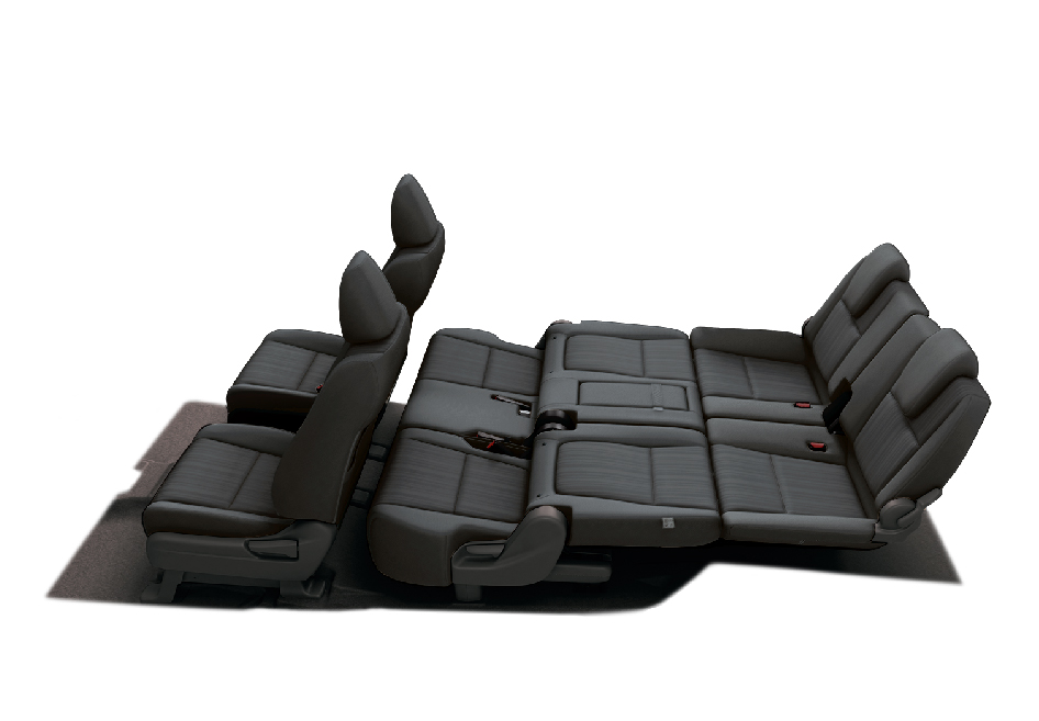 Adjust the second row and the third row seats to create lounging space